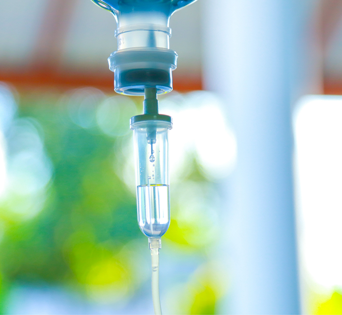 Close up of an I V drip